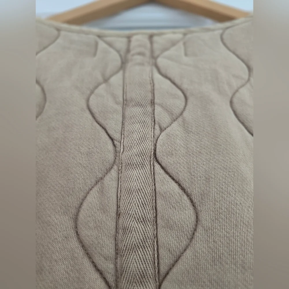 FREE PEOPLE Gwynnie Quilted Cropped Jacket In Champagne Diamonds NWOT Medium